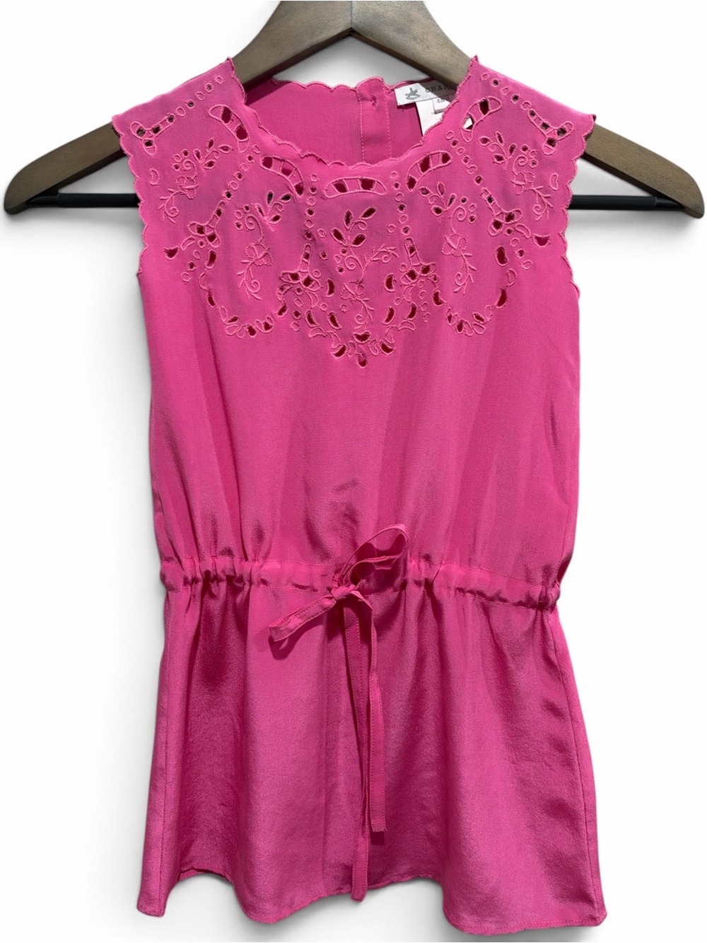 Girls Pink Silk Embroidered Dress Scalloped Shell Buttons Charabia 4 Years